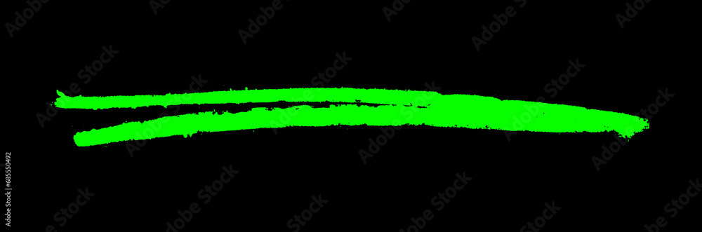 Grüne Linie zum Unterstreichen auf schwarz gemalt mit einem Pinsel