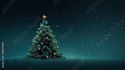 Wallpaper Mural a tree with lights and a star. Ai ilustration. digital painting. Generative AI Artificial Intelligence Artwork Torontodigital.ca