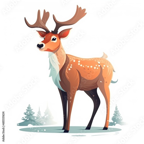 brown deer in the winter forest