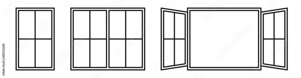 Window icon. Opened window. Vector illustration Window icon. Opened window. Vector illustration