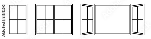 Window icon. Opened window. Vector illustration