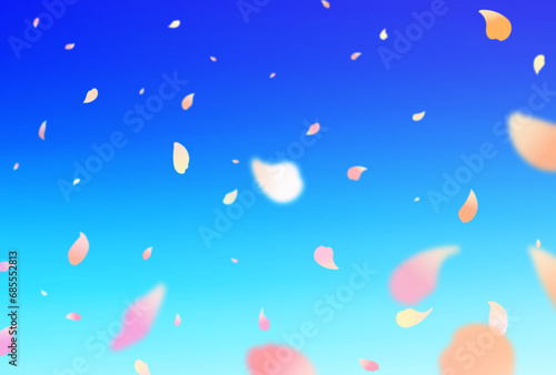 背景素材_花吹雪_カラフル_ピンク_空