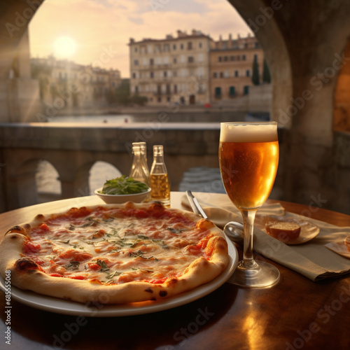 particolare della pizza margherita in italia photo