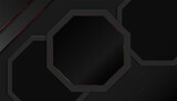 Dark gray black abstract background hexagons, red light, frame, technology,gamer, card, vector illustration eps 10.