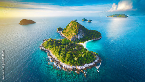 Panoramic view of an island from above photo