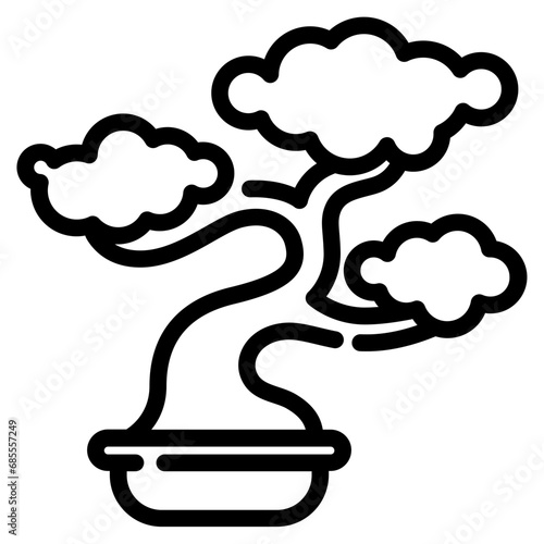 Bonsai tree icon. Outline design. For presentation, graphic design, mobile application.