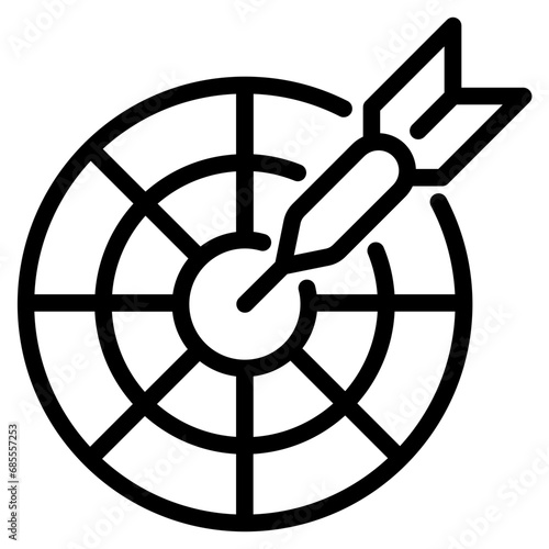 Dart icon. Outline design. For presentation, graphic design, mobile application.