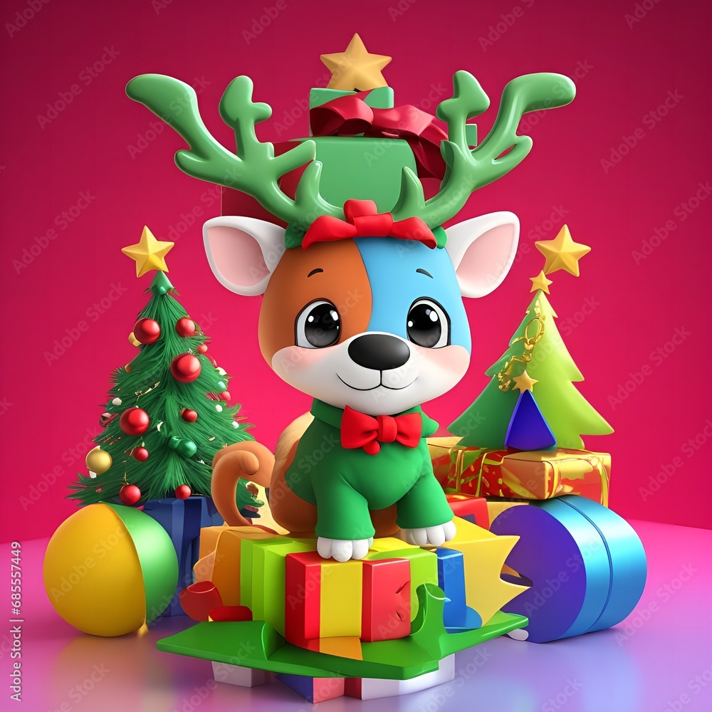 Fototapeta premium Christmas tree deeer