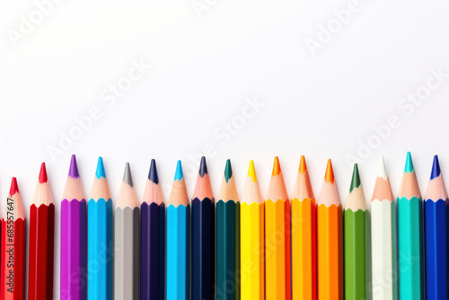 Colored pencils isolated on white background.