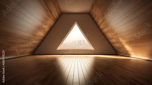 Empty room interior with triangle shape