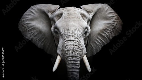 close up of elephant on black background generated by AI tool