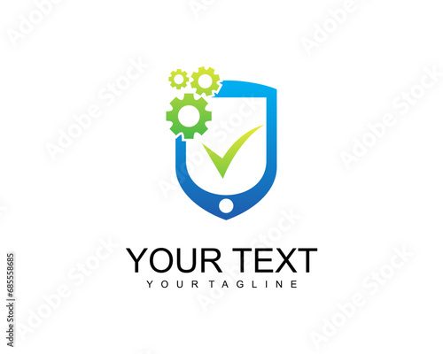 Mobile checking logo, phone service logo, repair logo design vector template