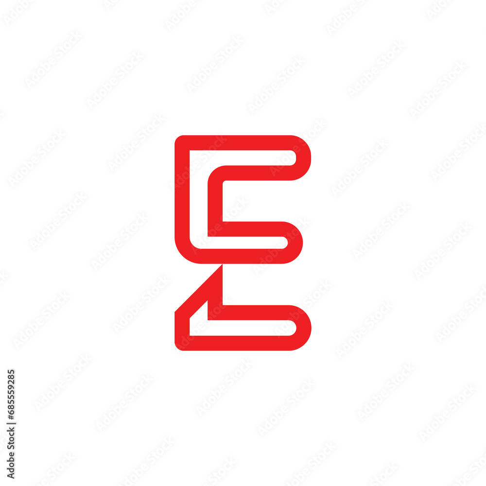 Initial Letter E Linked Logo. Red and White Geometric Shape Origami Style isolated on Double Background Initial Letter E Linked Logo. Red and White Geometric Shape Origami Style isolated on Double Background