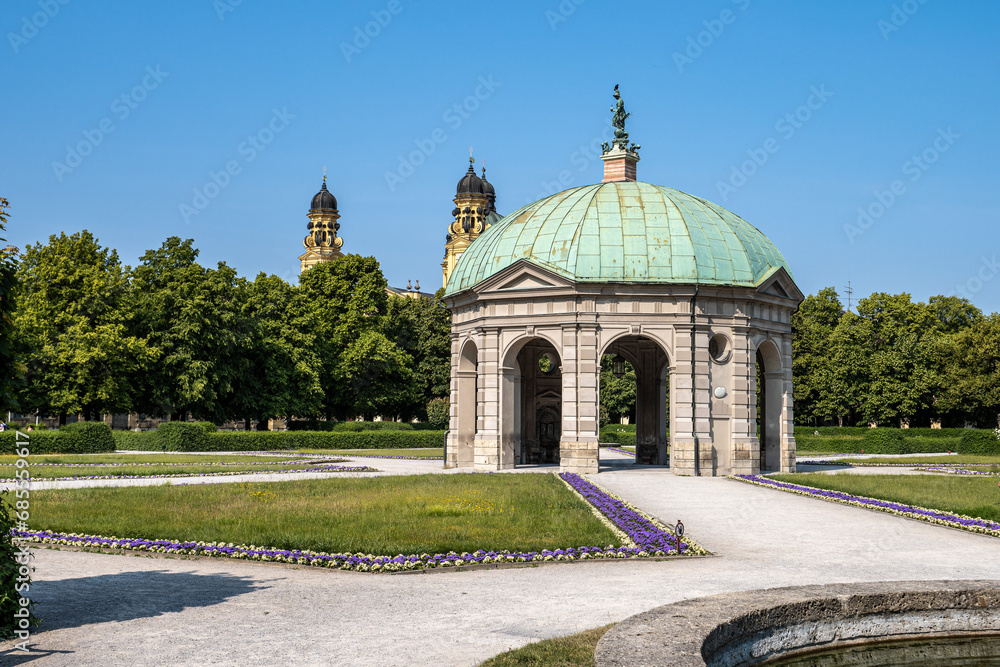 Hofgarten Park with Dianatempel in Munich, Germany