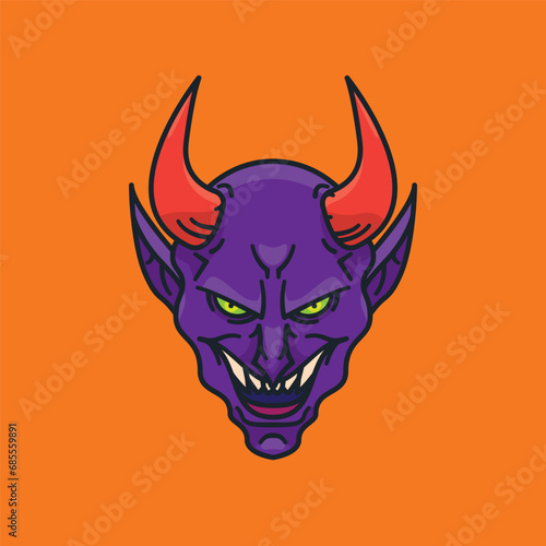 Purple devil face vector illustration for Be Nasty Day on March 8