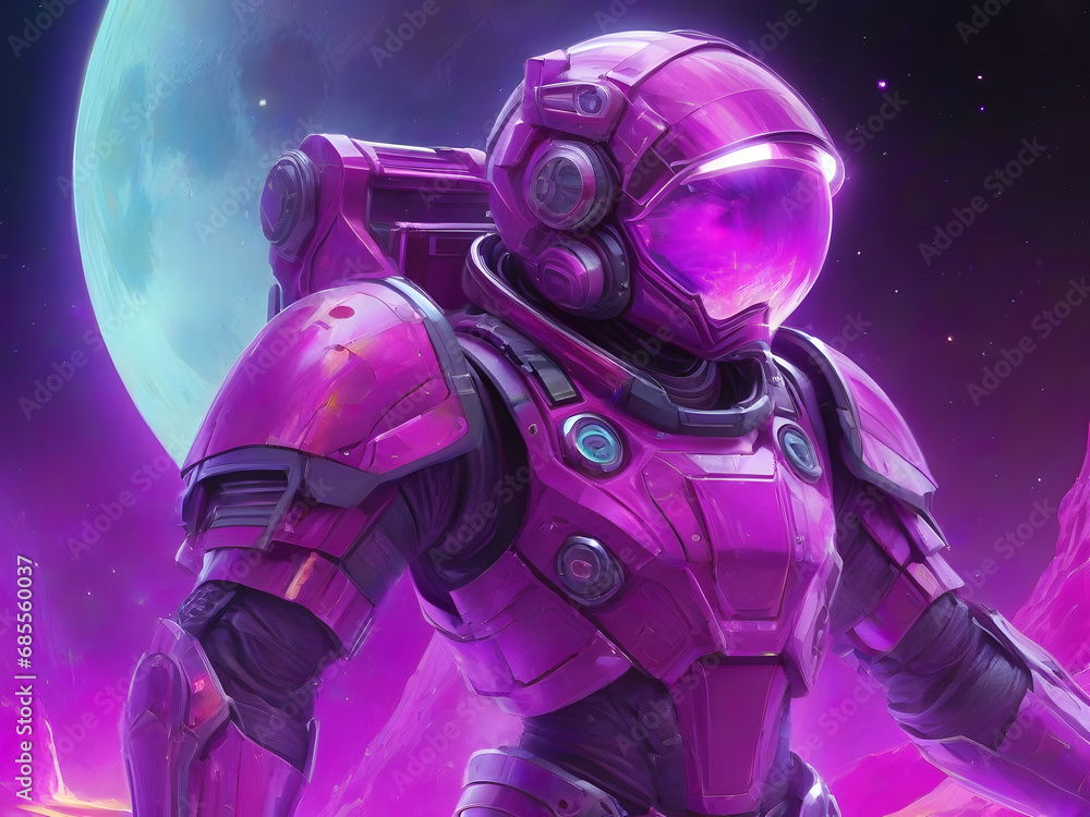Immerse yourself in a mesmerizing display of vivid imagery as a holographic magenta-hued moon miner emerges Immerse yourself in a mesmerizing display of vivid imagery as a holographic magenta-hued moon miner emerges