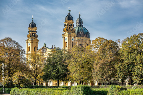 Autumn view of the Theatine Church of St. Cajetan in Munich, Germany photo