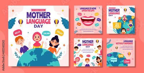 Mother Language Day Social Media Post Flat Cartoon Hand Drawn Templates Background Illustration photo