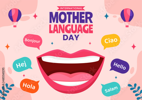 Mother Language Day Social Media Background Flat Cartoon Hand Drawn Templates Illustration photo