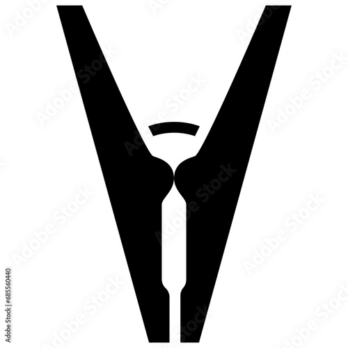 Clothes peg icon. Solid design. For presentation, graphic design, mobile application.