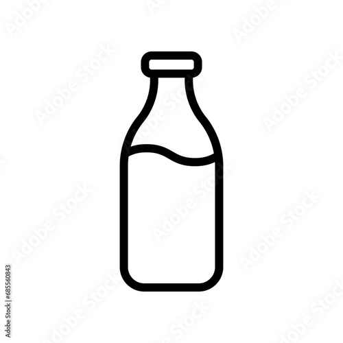 Milk bottle line icon isolated on white background.