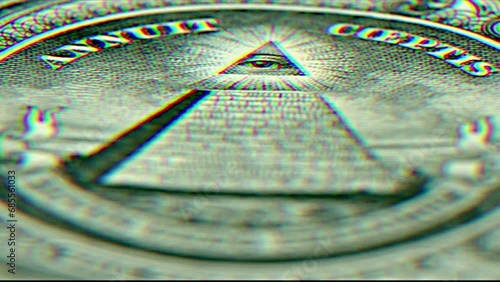 Eye of Providence. Masonic symbol. All seeing eye inside triangle pyramid. New World Order. Sacred geometry, religion, spirituality, occultism. astrology, alchemy, boho and magic symbol photo