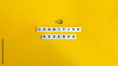 Cognitive Reserve Term and Concept Image. Block Letter Tiles on Yellow Background. Minimal Aesthetics. photo