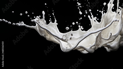 Close-up of a milk splash isolated on a black background.