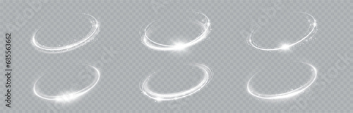 Glowing white spiral. Speed ​​abstract lines effect. Rotating shiny rings. Glowing circular lines. Glowing ring trail. Vector. photo
