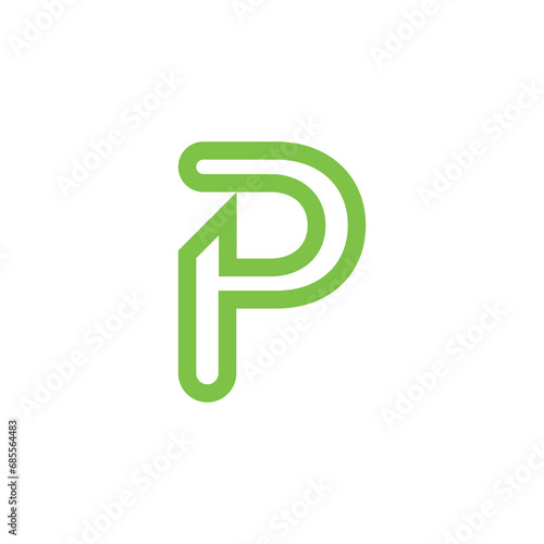 Initial Letter P Linked Logo.  White Geometric Shape Origami Style isolated © Mohamed
