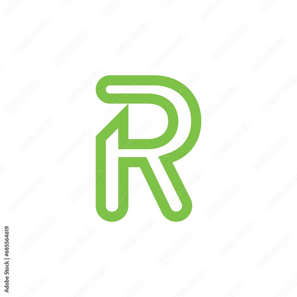 Initial Letter R Linked Logo. White Geometric Shape Origami Style isolated on Background Initial Letter R Linked Logo. White Geometric Shape Origami Style isolated on Background