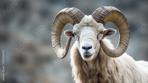 Close-up of a mountain goat ram. © Nazia