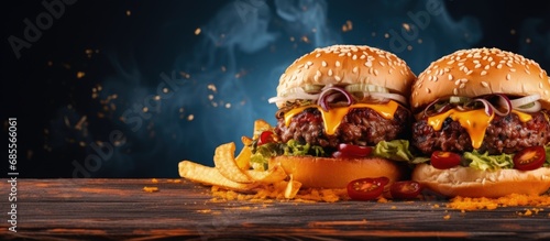 Yummy burger with cheese an...