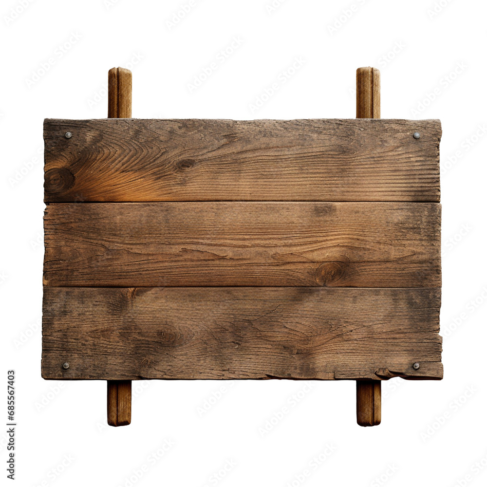 Rustic wooden sign . PNG. AI generated image.