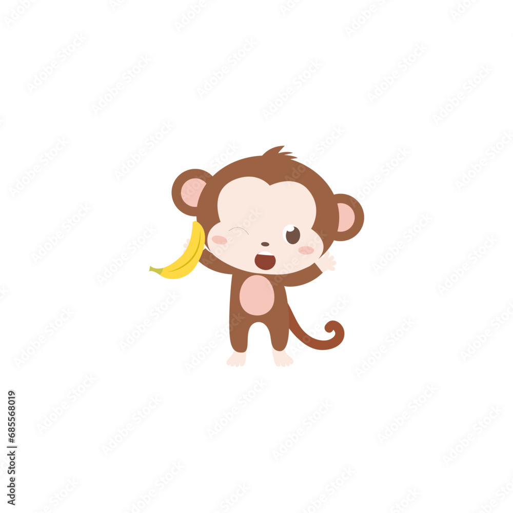 Fototapeta premium cute animal monkey vector set animal