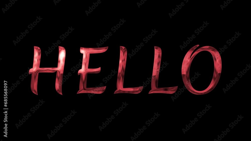 Animated hello with evaporate text effect in red texture and black background Animated hello with evaporate text effect in red texture and black background