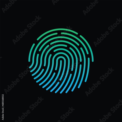 Simple fingerprint logo icon vector. photo