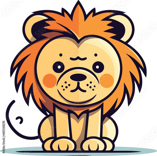 Lion vector illustration cute cartoon character of a lion