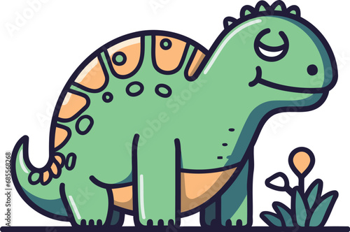 Cute cartoon dinosaur vector illustration of dino in flat style