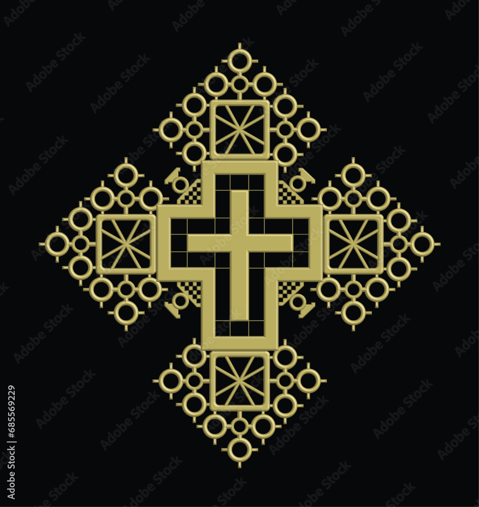 Obraz premium Ethiopian orthodox church cross pattern. illustration, high quality vector
