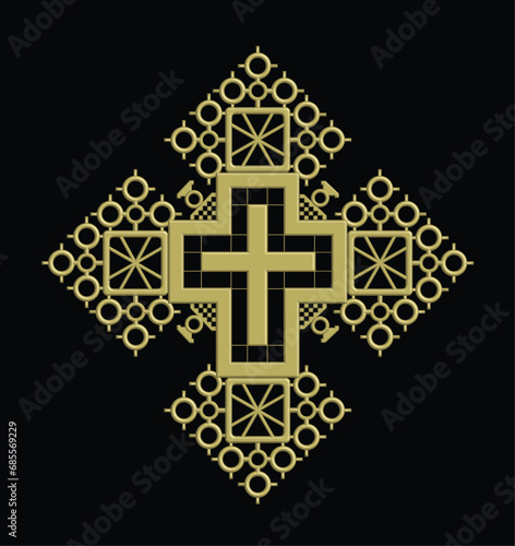 Ethiopian orthodox church cross pattern. illustration, high quality vector