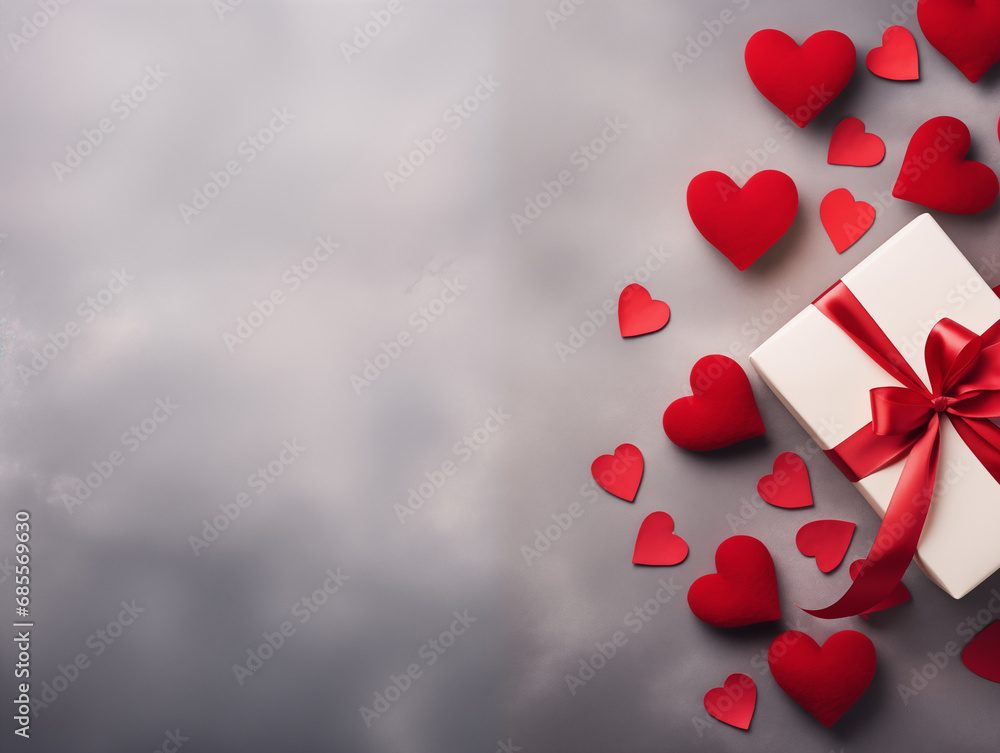 Top view image of gift on table with copy space for text. Romantic, Valentine's day, anniversary gift concept. Top view image of gift on table with copy space for text. Romantic, Valentine's day, anniversary gift concept.