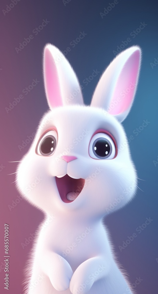Obraz premium Whimsical Bunny Moments. Enchanting Illustrations in White and Pink.