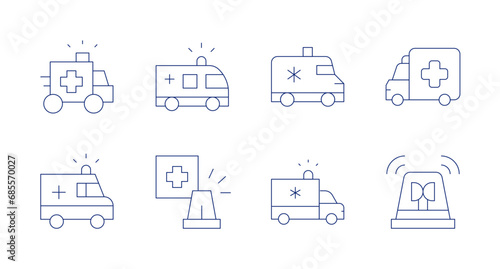 Fototapeta Naklejka Na Ścianę i Meble -  Ambulance icons. Editable stroke. Containing ambulance, medical service, siren.