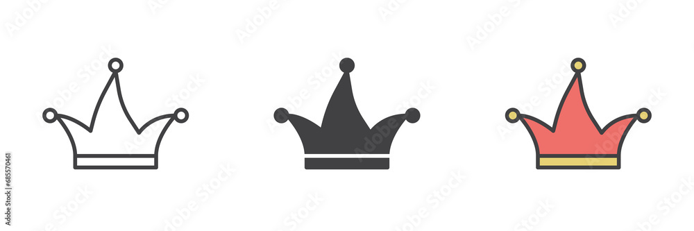 Joker hat different style icon set Joker hat different style icon set