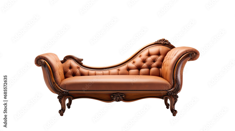 antique fainting couch Interior design concept furniture for living isolated on clear png background and transparent background, AI generative. - obrazy, fototapety, plakaty 