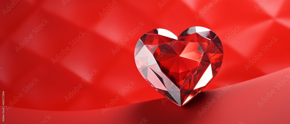 Happy Saint Valentine's day background, heart shaped diamond on red background. concept love. Template for design, postcards, print, poster, party, Valentine's day, romantic wedding. Generative ai Happy Saint Valentine's day background, heart shaped diamond on red background. concept love. Template for design, postcards, print, poster, party, Valentine's day, romantic wedding. Generative ai