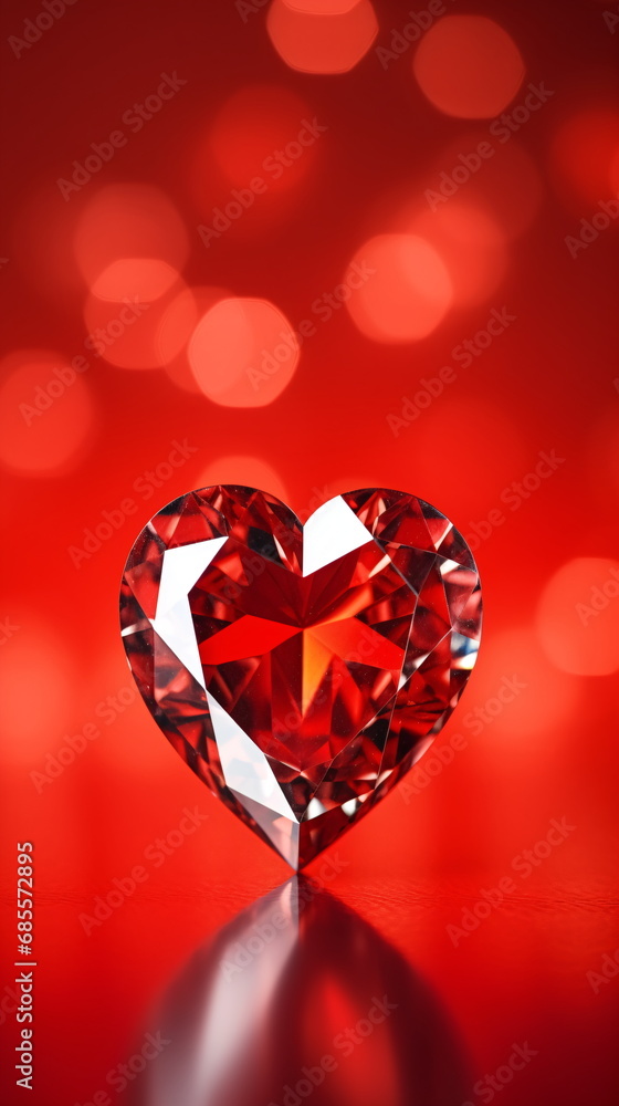 Happy Saint Valentine's day background, heart shaped diamond on red background. concept love. Template for design, postcards, print, poster, party, Valentine's day, romantic wedding. Generative ai Happy Saint Valentine's day background, heart shaped diamond on red background. concept love. Template for design, postcards, print, poster, party, Valentine's day, romantic wedding. Generative ai
