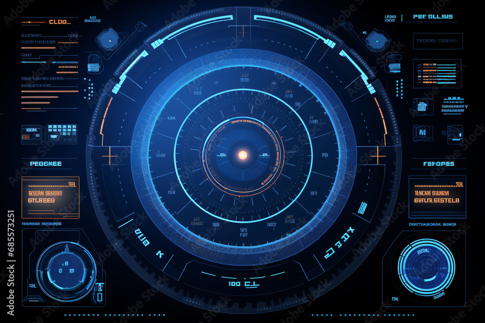 Futuristic HUD Interface: Technology Background with Data and Radar Futuristic HUD Interface: Technology Background with Data and Radar