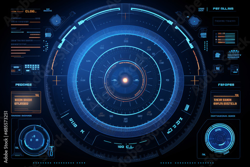 Futuristic HUD Interface: Technology Background with Data and Radar